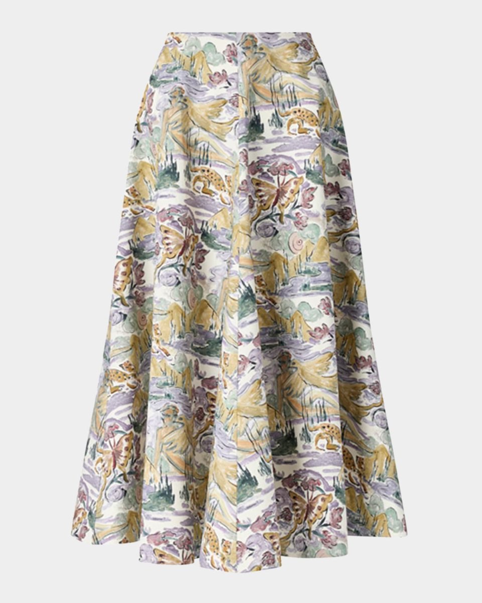 Varda Printed Midi A-Line Skirt